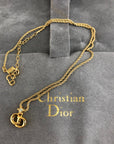 Christian D1OR CD Logo Stone Necklace Gold Vintage snnhc8