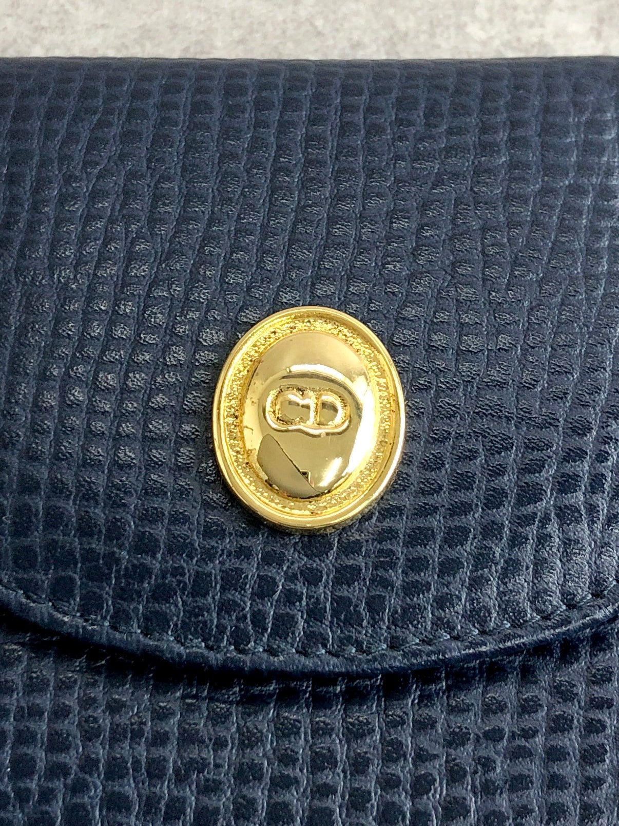 Christian D1OR CD Logo Coin Purse Navy Vintage cai3si