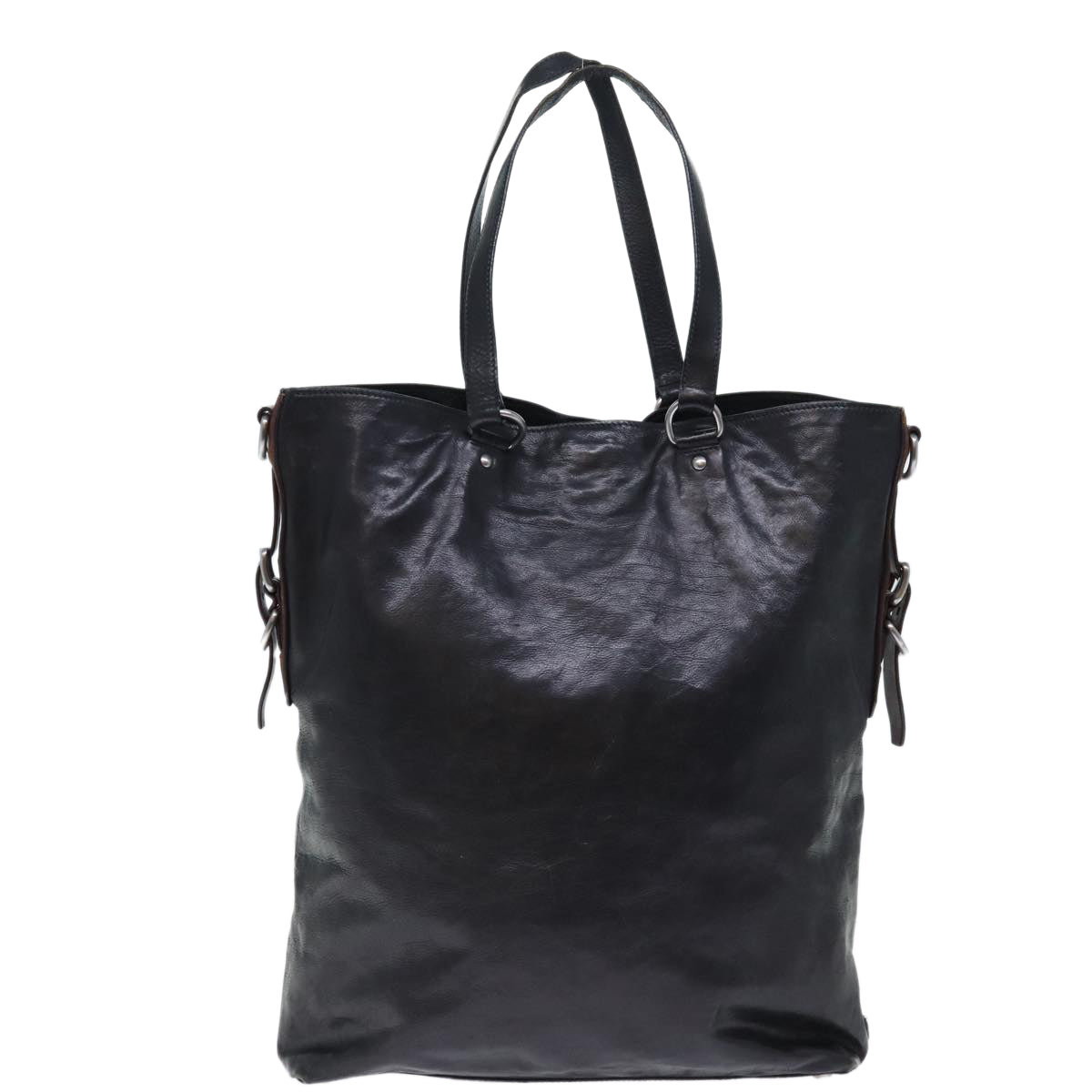 PRD Hand Bag Leather 2way Black Brown Auth 70864