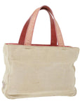 PRD Hand Bag Canvas Beige Pink Auth 71008