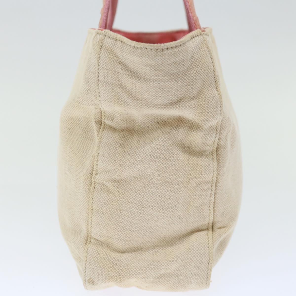 PRD Hand Bag Canvas Beige Pink Auth 71008
