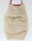 PRD Hand Bag Canvas Beige Pink Auth 71008