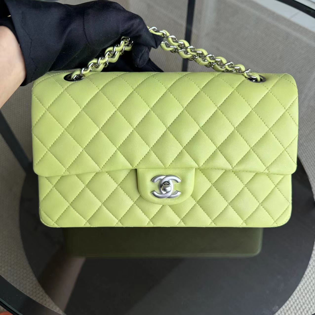 *Full Set, Receipt* CH Classic Flap Medium Quilted Lambskin Light Yellow Silver Hardware