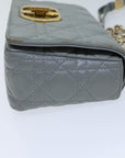 CHRISTIAN D1OR Canage Caro Shoulder Bag Leather Gray Auth 71331A