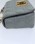 CHRISTIAN D1OR Canage Caro Shoulder Bag Leather Gray Auth 71331A