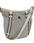 BBERRY Blue Label Shoulder Bag Canvas Gray Auth 71350