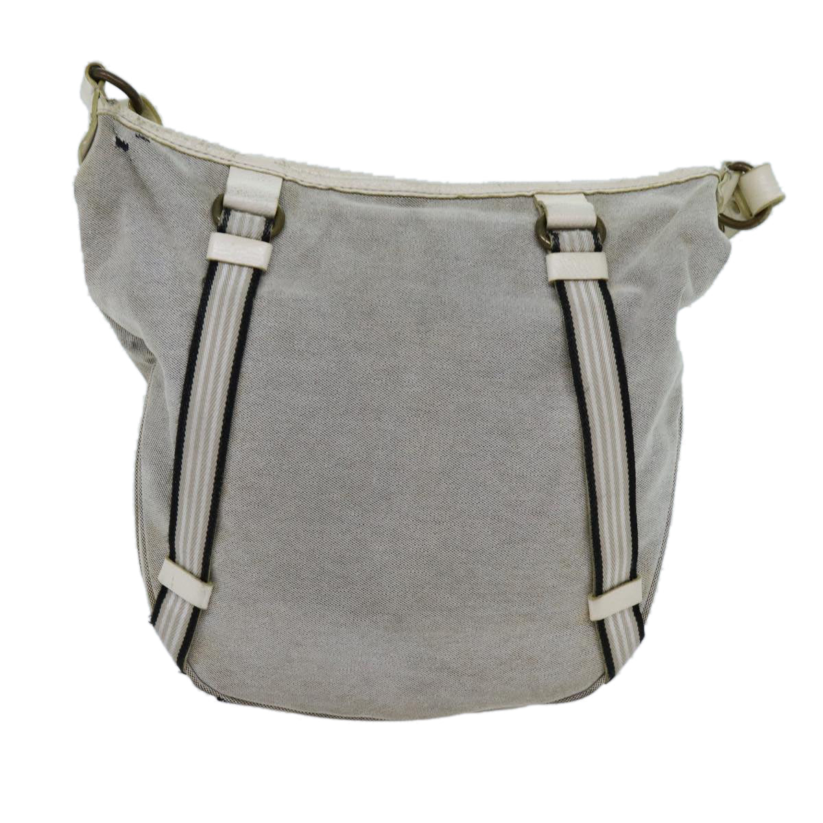 BBERRY Blue Label Shoulder Bag Canvas Gray Auth 71350