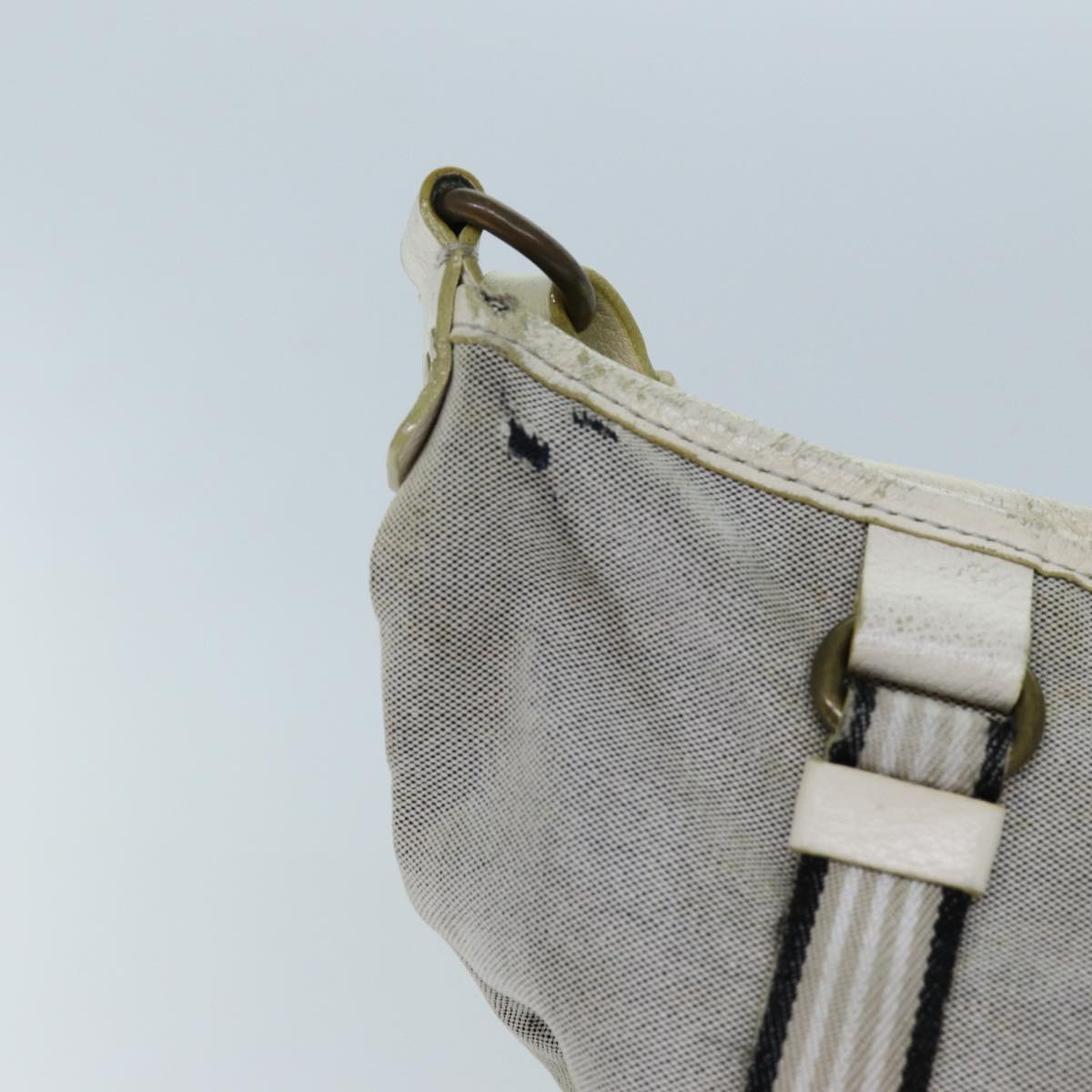 BBERRY Blue Label Shoulder Bag Canvas Gray Auth 71350
