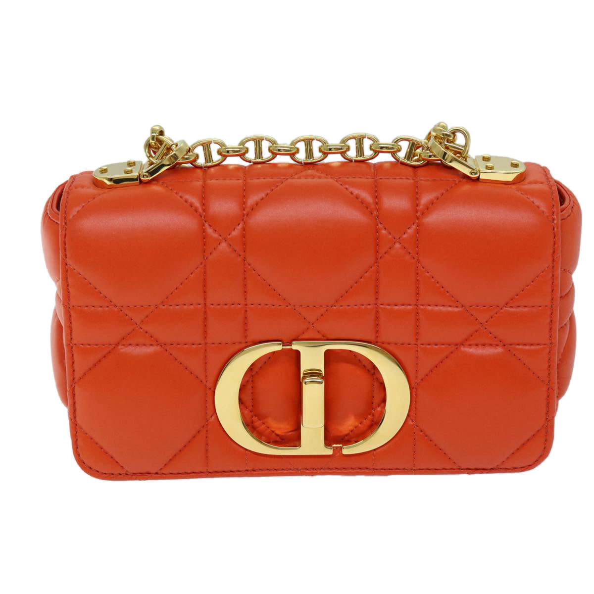 CHRISTIAN D1OR Canage Shoulder Bag Leather Orange Auth 71576SA