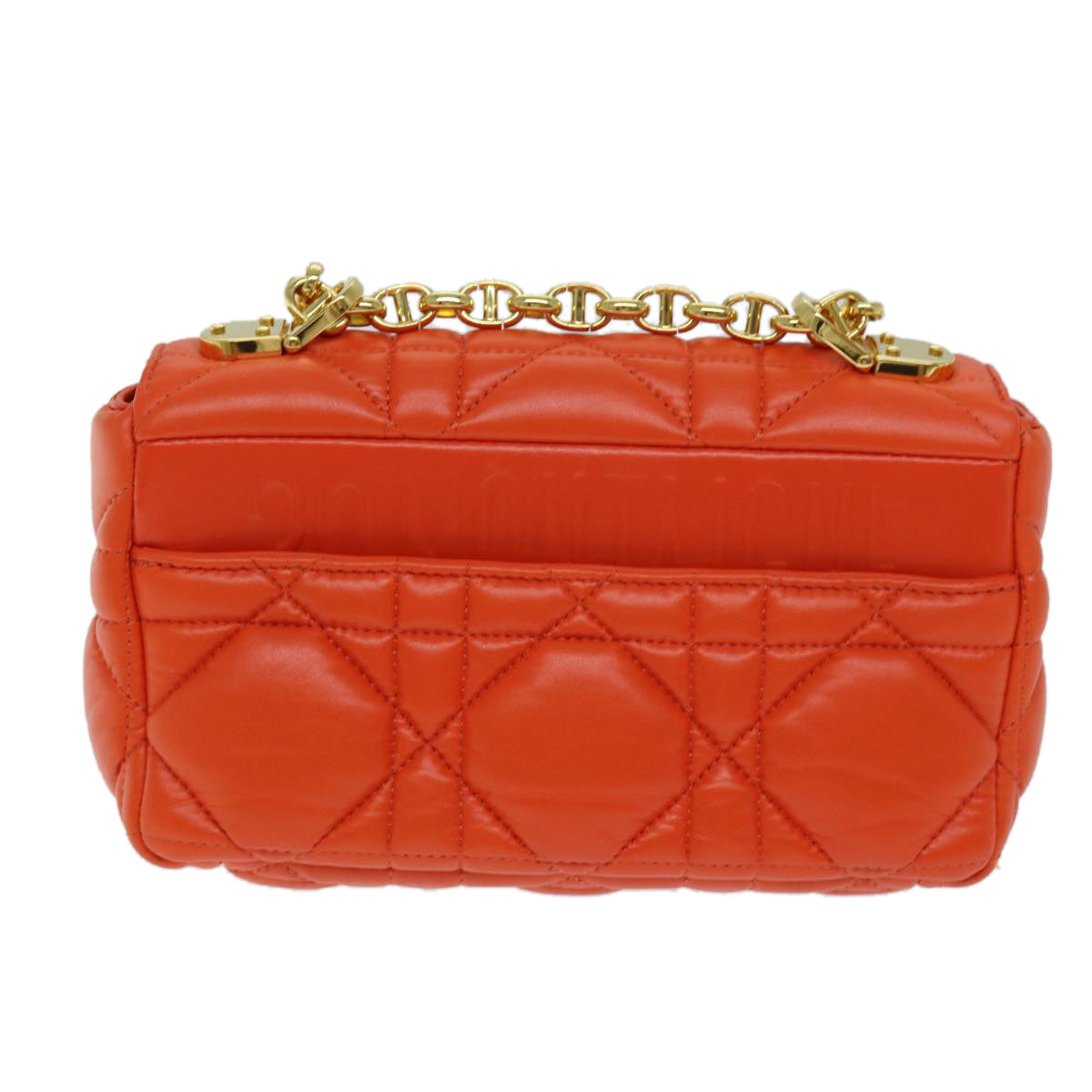 CHRISTIAN D1OR Canage Shoulder Bag Leather Orange Auth 71576SA