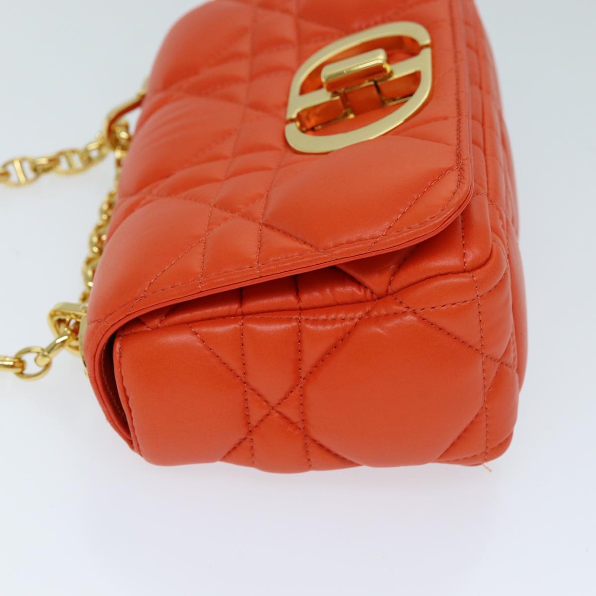 CHRISTIAN D1OR Canage Shoulder Bag Leather Orange Auth 71576SA