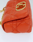 CHRISTIAN D1OR Canage Shoulder Bag Leather Orange Auth 71576SA