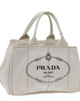PRD Canapa MM Hand Bag Canvas White Auth 71877
