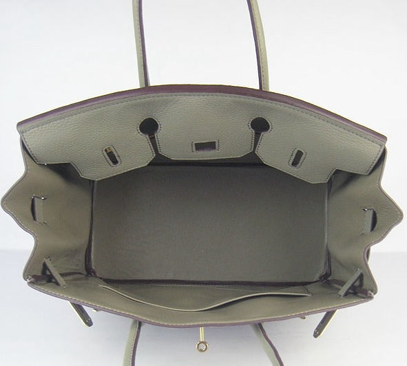 HMS Birkin 35cm Togo Leather Handbags Dark Grey Golden
