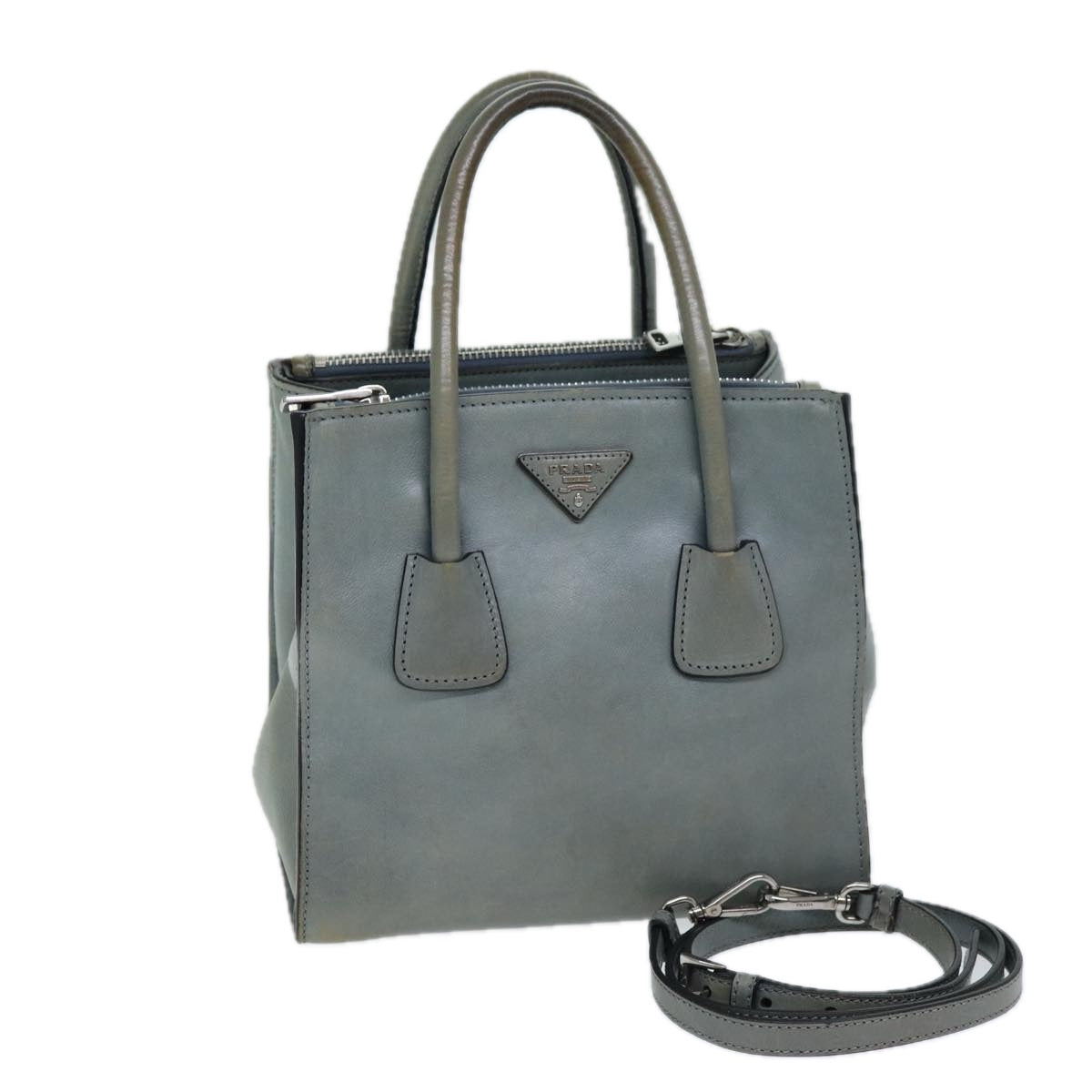 PRD Hand Bag Leather 2way Gray Auth 72026