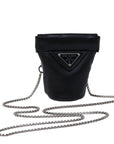 PRD Chain Shoulder Pouch Leather Black Auth 72105