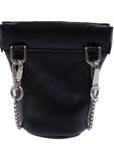 PRD Chain Shoulder Pouch Leather Black Auth 72105
