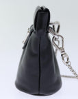 PRD Chain Shoulder Pouch Leather Black Auth 72105