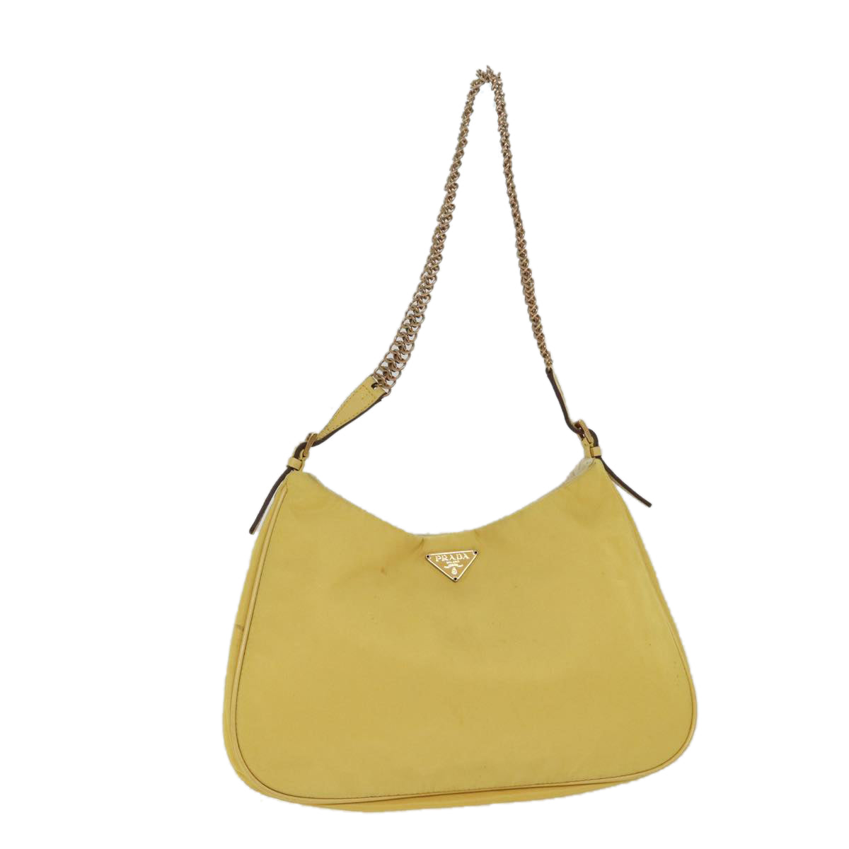 PRD Chain Shoulder Bag Nylon Yellow Auth 72424
