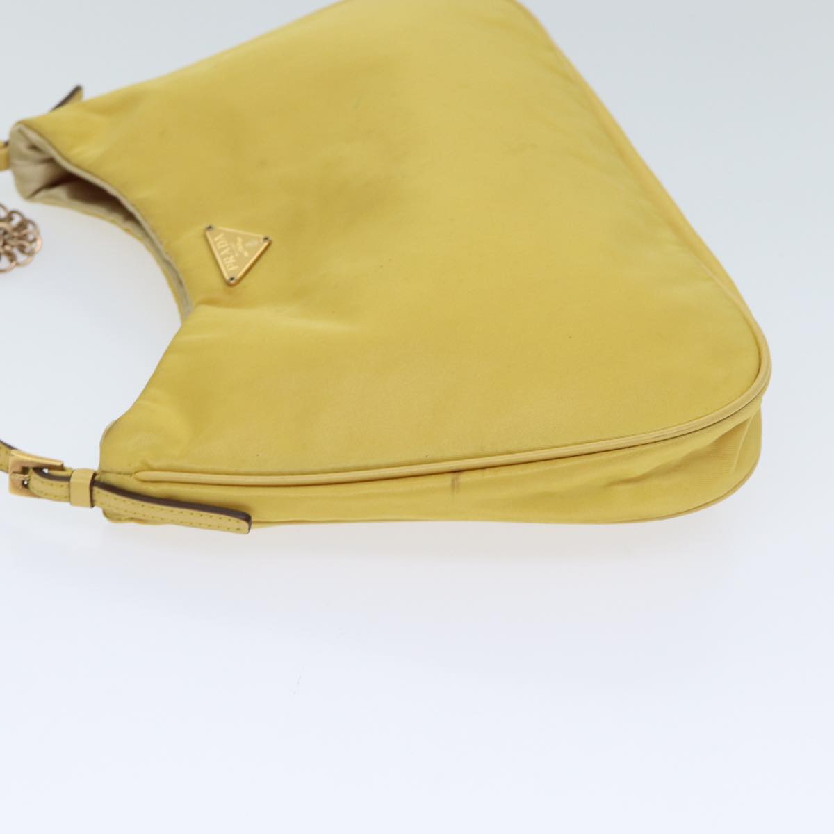 PRD Chain Shoulder Bag Nylon Yellow Auth 72424