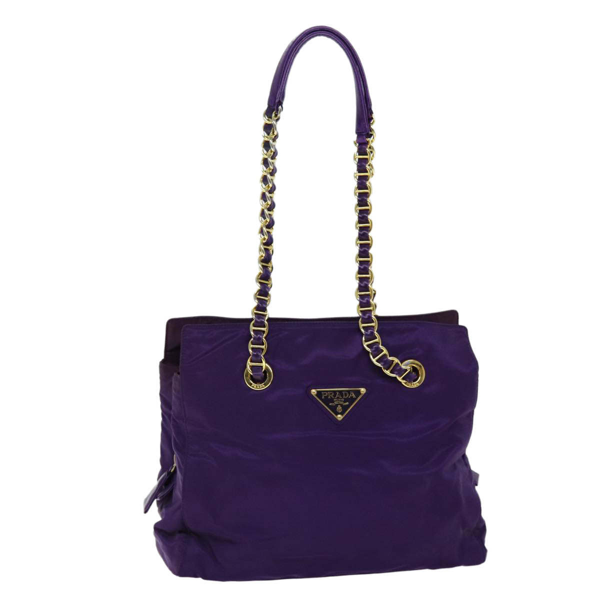 PRD Chain Shoulder Bag Nylon Purple Auth 72859