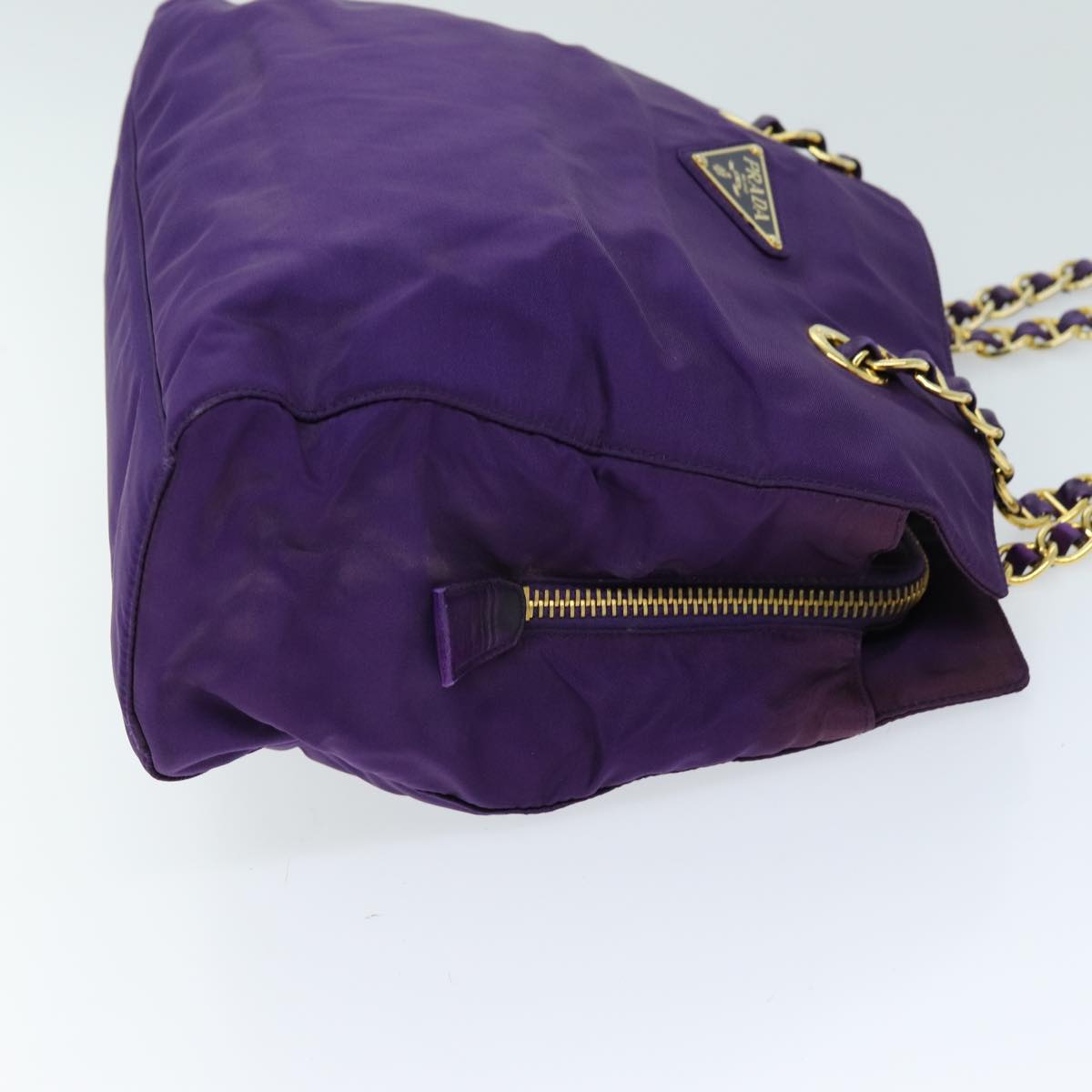 PRD Chain Shoulder Bag Nylon Purple Auth 72859