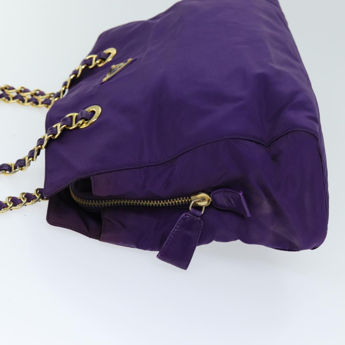 PRD Chain Shoulder Bag Nylon Purple Auth 72859