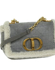 CHRISTIAN D1OR Canage Chain Shoulder Bag Suede Gray Auth 73253A