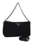 PRD Chain Shoulder Bag Nylon 2way Black Auth 73993A