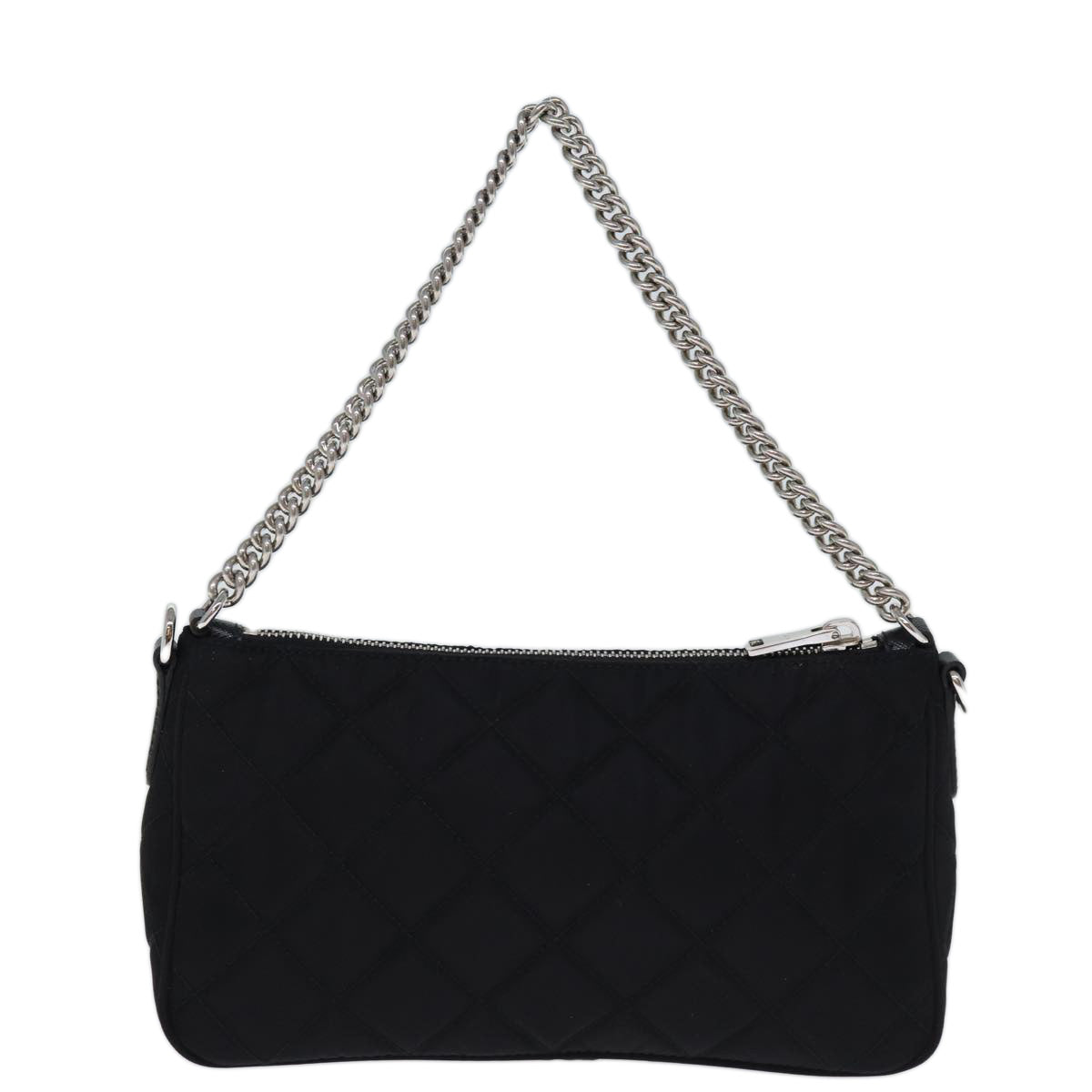 PRD Chain Shoulder Bag Nylon 2way Black Auth 73993A