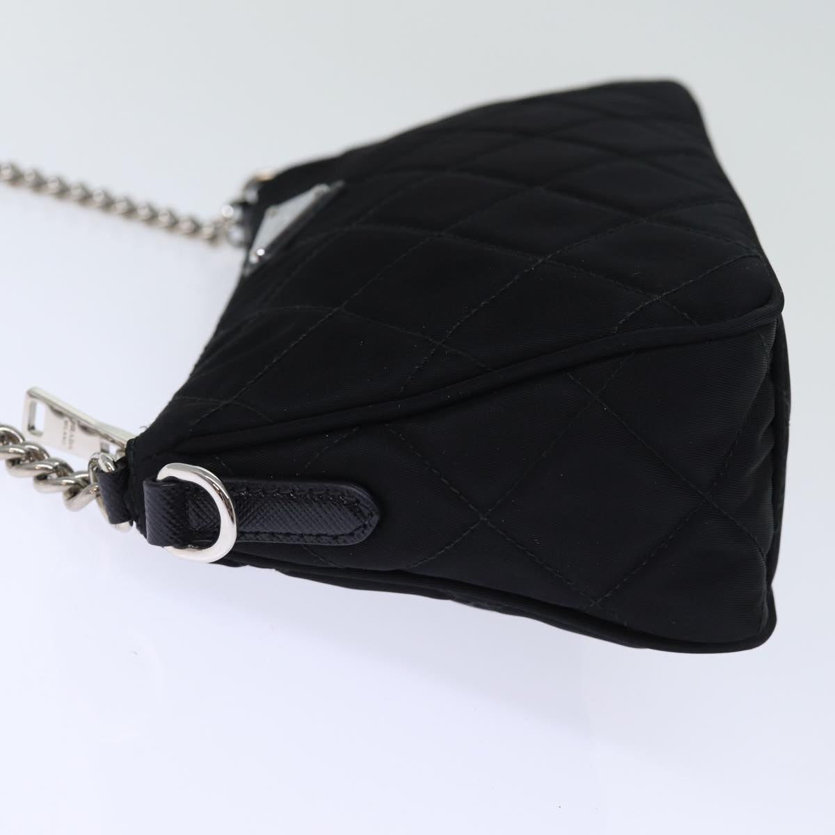 PRD Chain Shoulder Bag Nylon 2way Black Auth 73993A