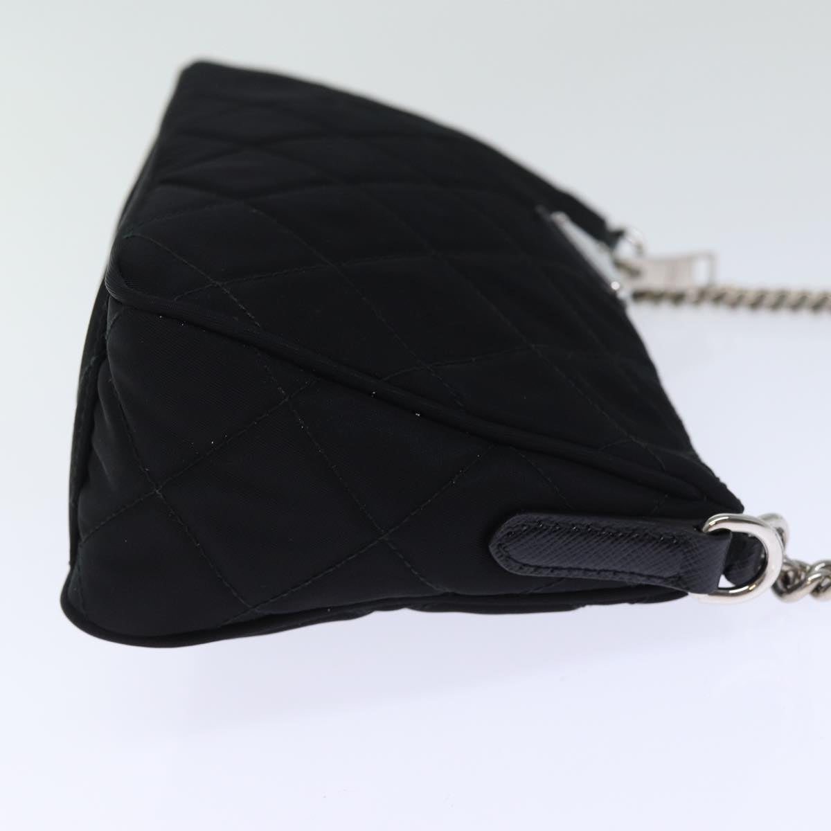 PRD Chain Shoulder Bag Nylon 2way Black Auth 73993A