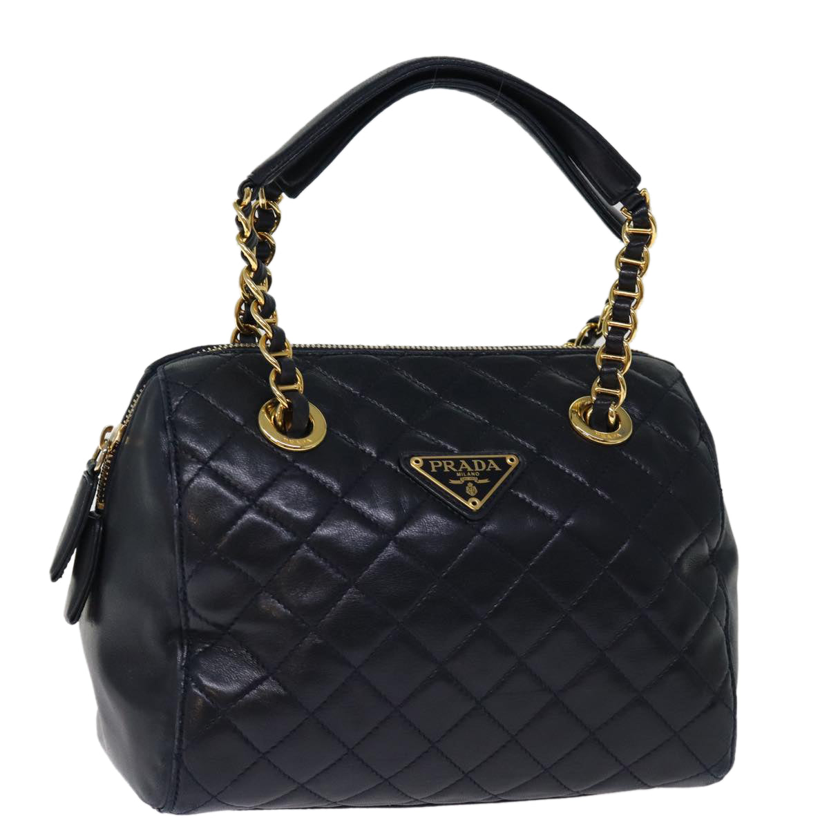 PRD Hand Bag Leather Navy Auth 74454