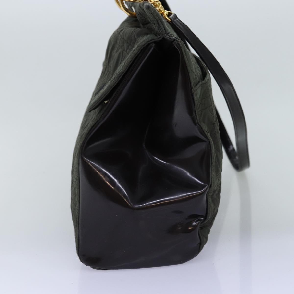 CHRISTIAN D1OR Canage Hand Bag Nylon 2way Khaki Auth 74669
