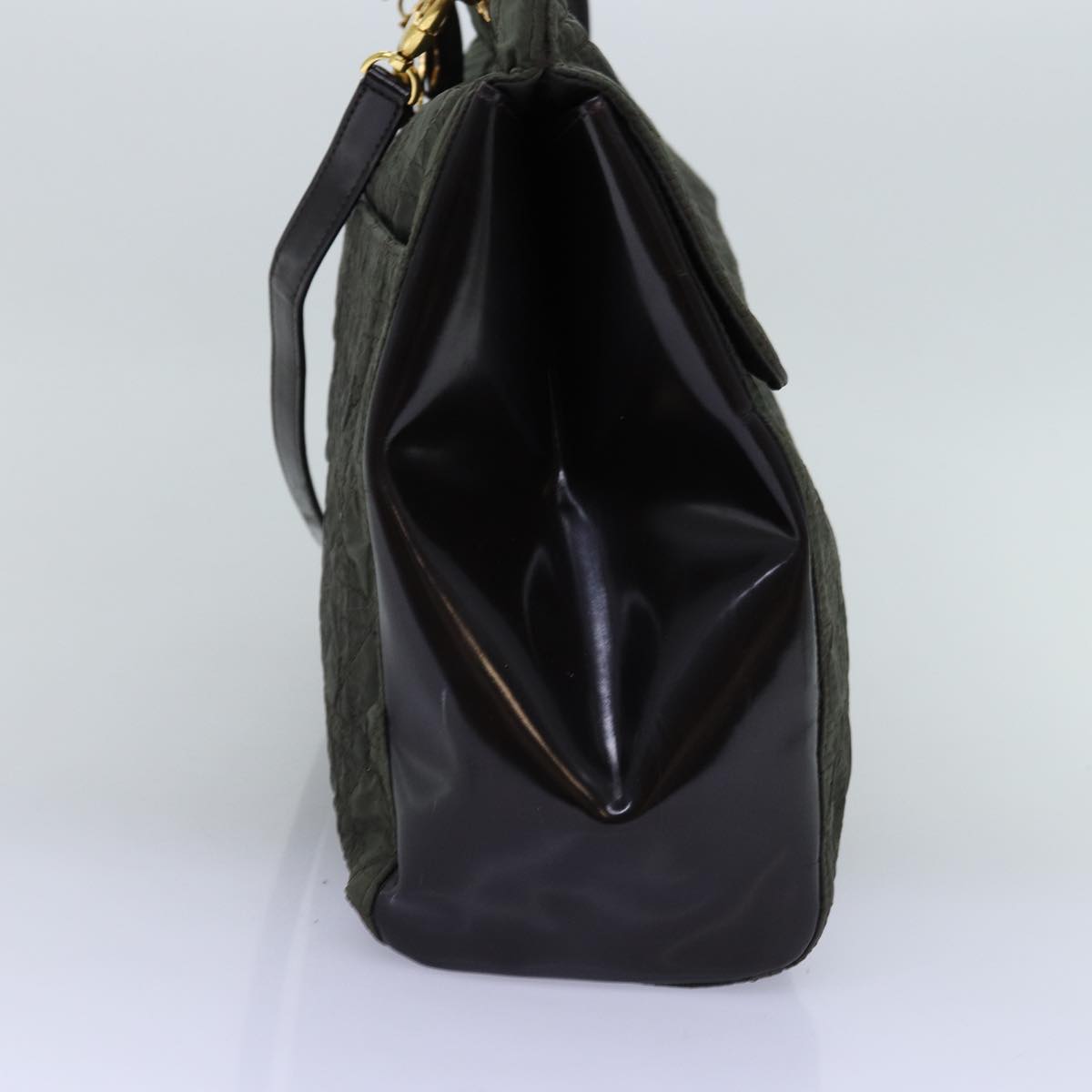 CHRISTIAN D1OR Canage Hand Bag Nylon 2way Khaki Auth 74669