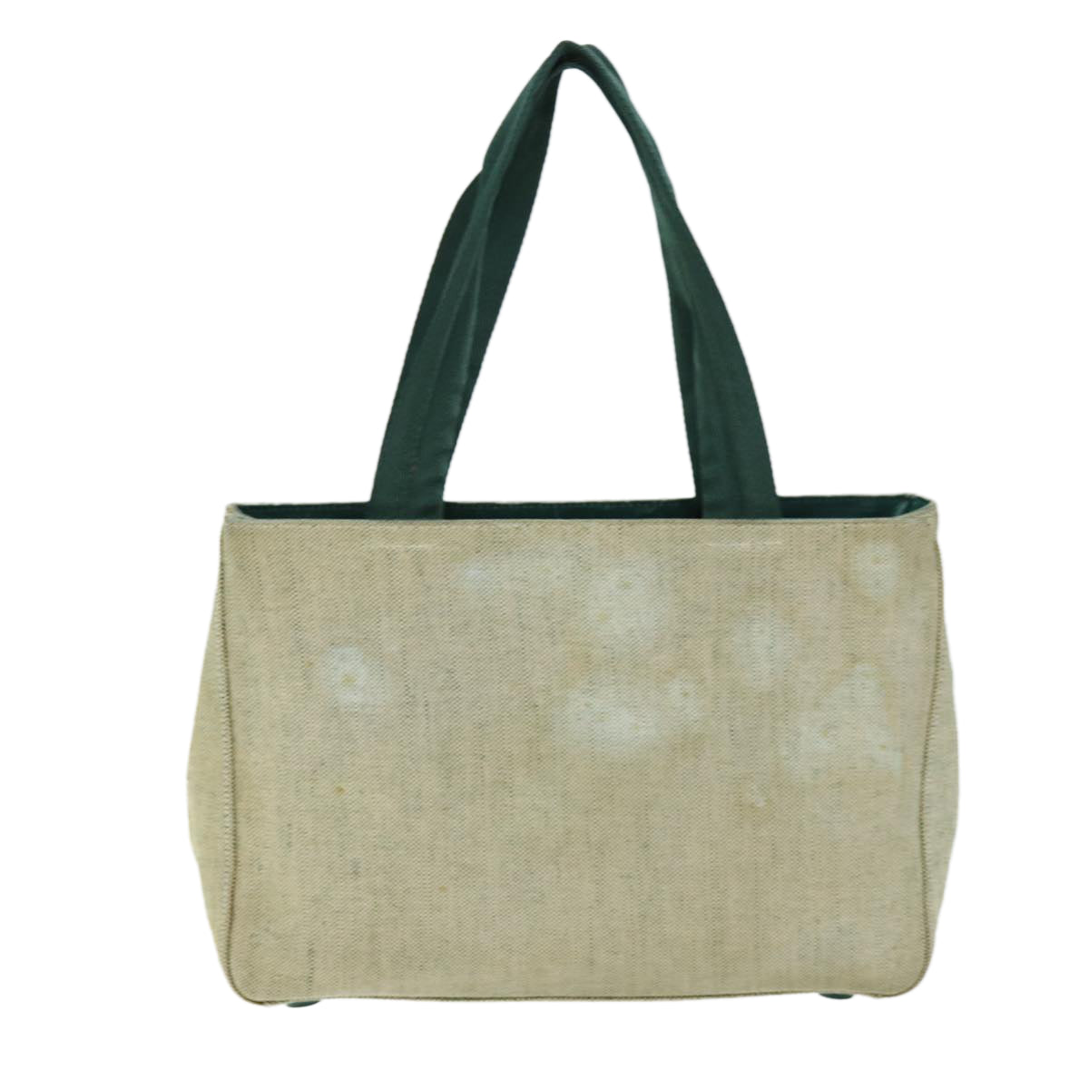 PRD Hand Bag Canvas Green Beige Auth 74967