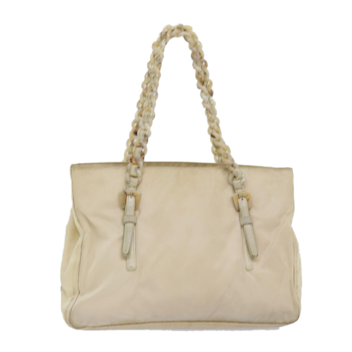 PRD Chain Shoulder Bag Nylon Beige Auth 74972