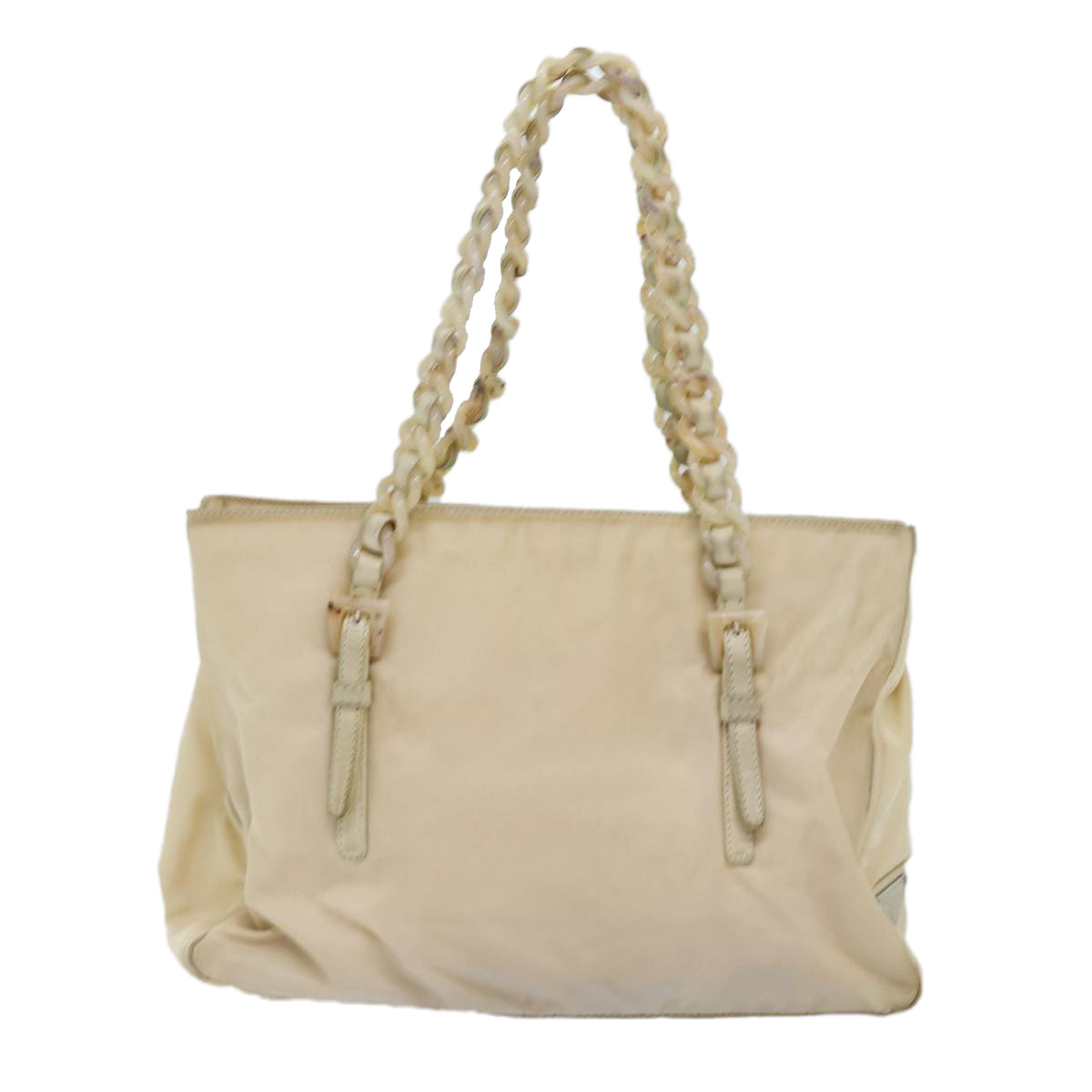 PRD Chain Shoulder Bag Nylon Beige Auth 74972