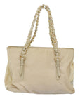 PRD Chain Shoulder Bag Nylon Beige Auth 74972