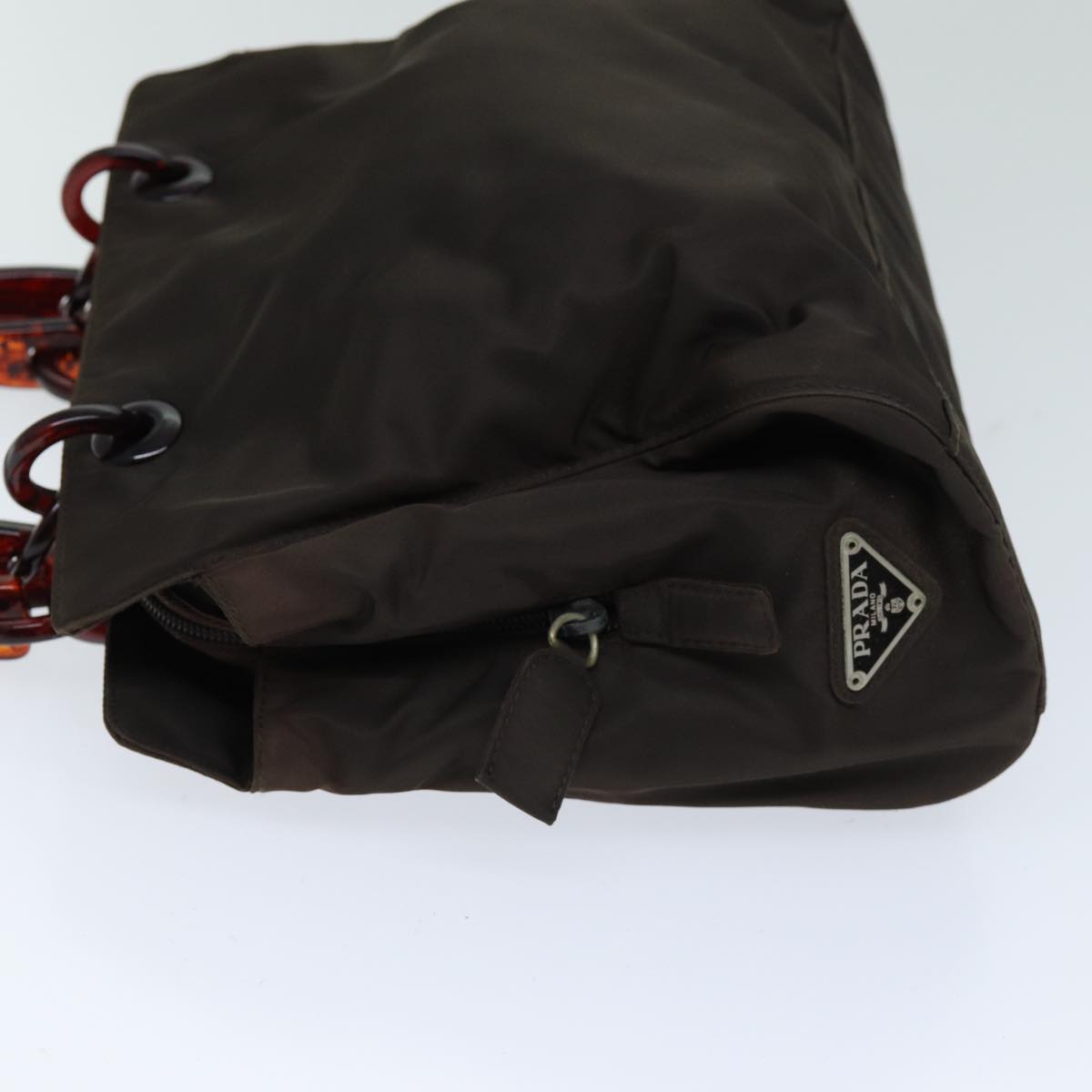PRD Hand Bag Nylon Brown Auth 75646