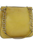 PRD Chain Shoulder Bag Leather Yellow Auth 75696