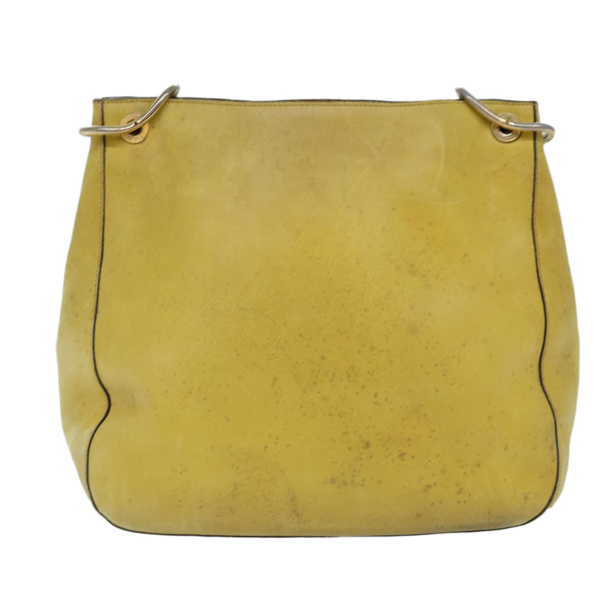 PRD Chain Shoulder Bag Leather Yellow Auth 75696