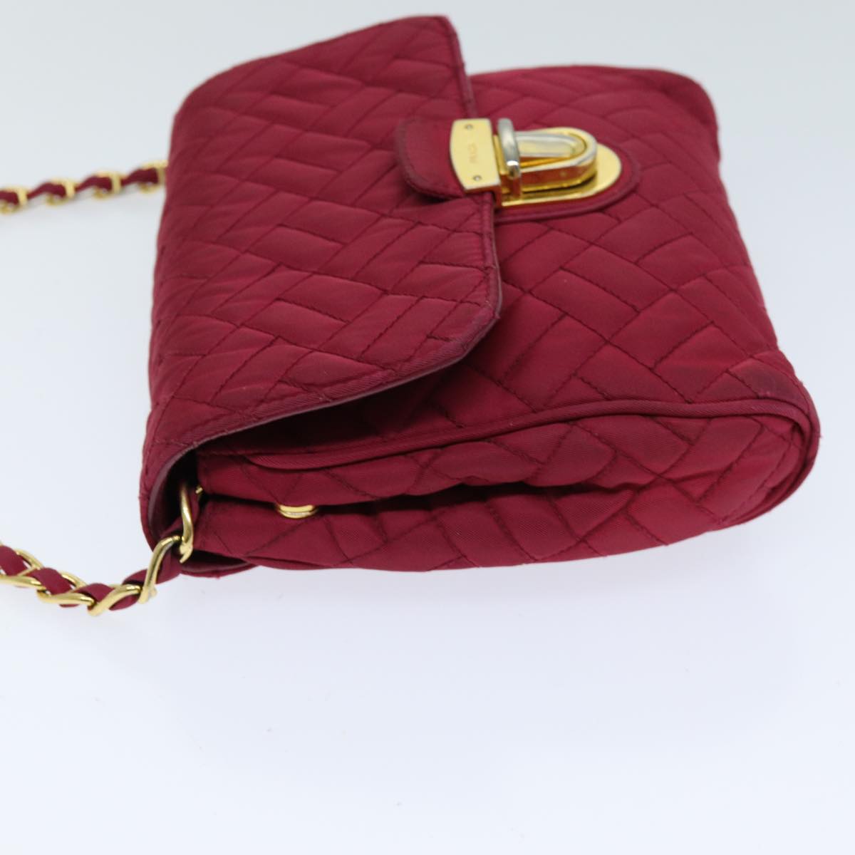 PRD Chain Shoulder Bag Nylon Pink Auth 75800