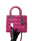 Cannage Lambskin Lady D1OR Medium Bag in Magenta Pink
