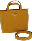PRD Hand Bag Safiano leather 2way Orange Auth 76420