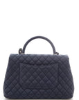 2016 CH Coco Top-Handle Navy Quilted Caviar Leather Handbag