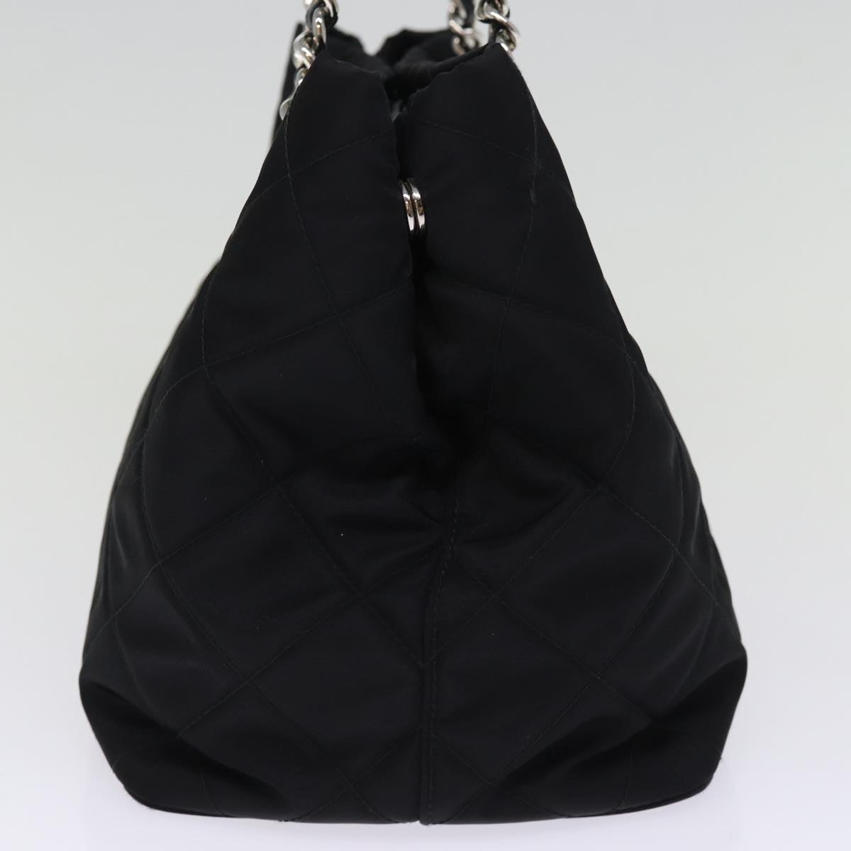 PRD Chain Shoulder Bag Nylon 2way Black Auth 76803