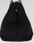 PRD Chain Shoulder Bag Nylon 2way Black Auth 76803
