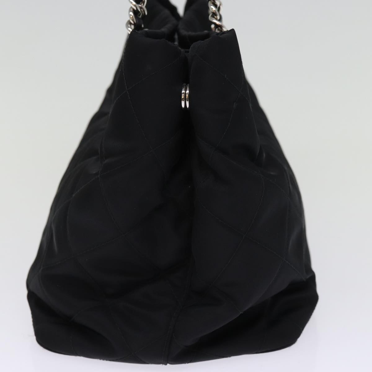 PRD Chain Shoulder Bag Nylon 2way Black Auth 76803