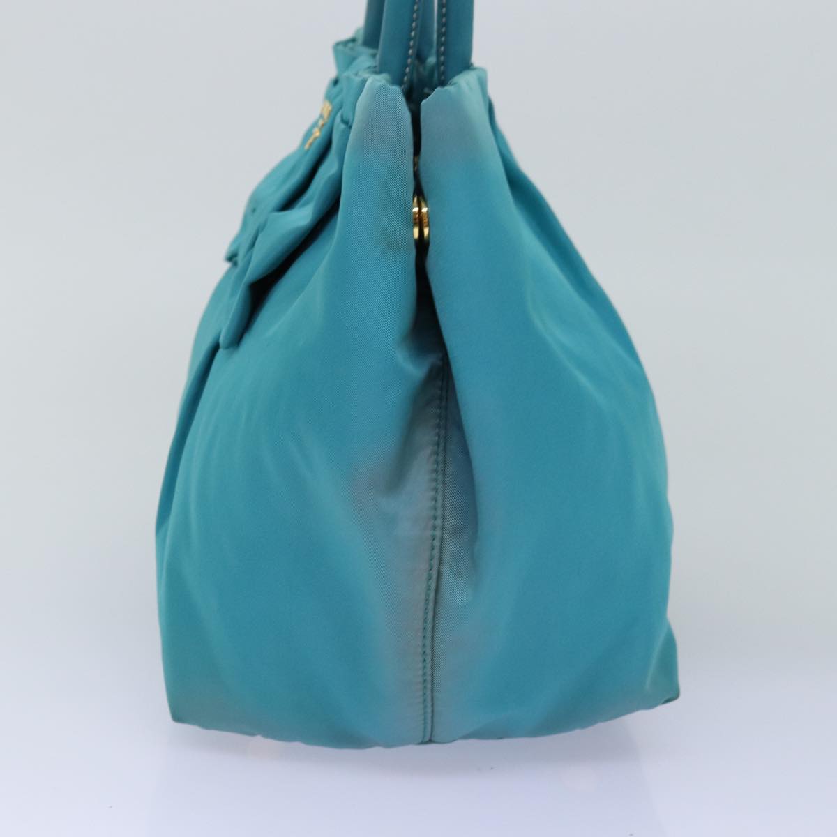 PRD Hand Bag Nylon Turquoise Blue Auth 76968